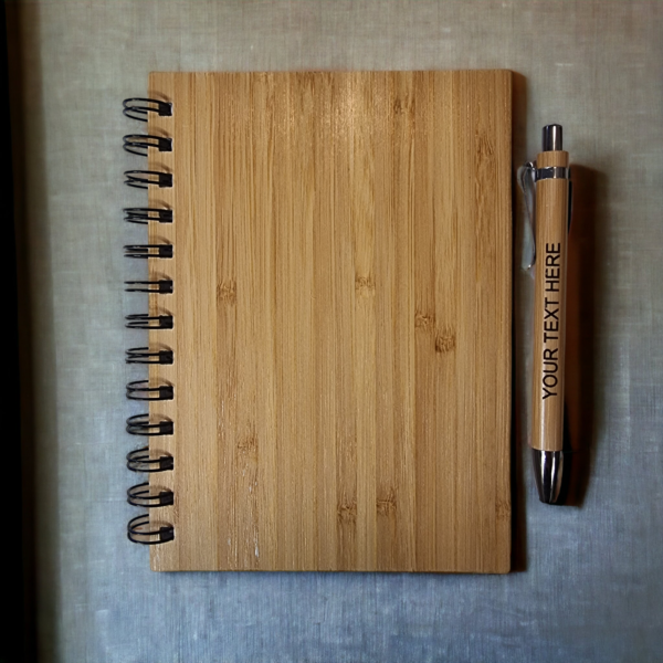 Personalised Bamboo Notebook and Pen - Image 2