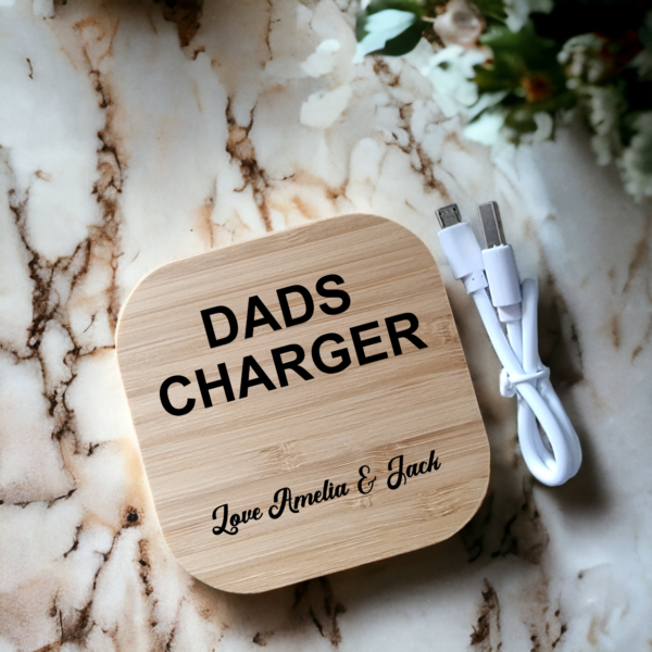 Personalised Bamboo Wireless Charger - Image 3