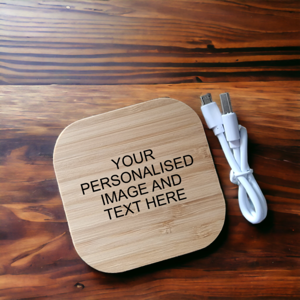 Personalised Bamboo Wireless Charger