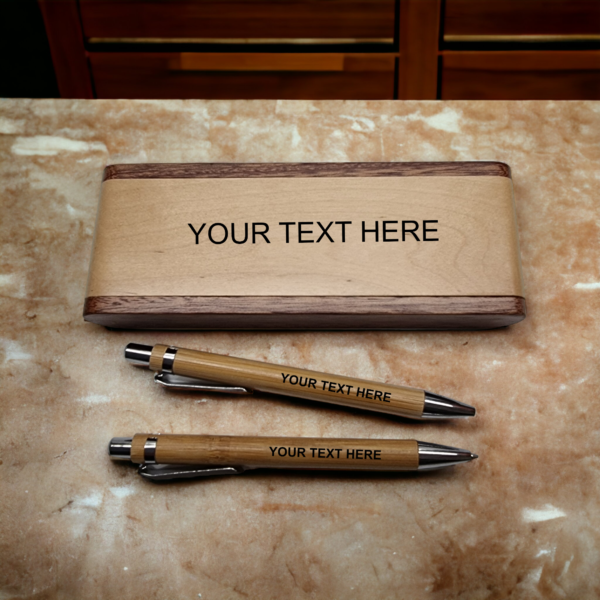 Personalised Bamboo Pen & Pencil with Case - Image 4