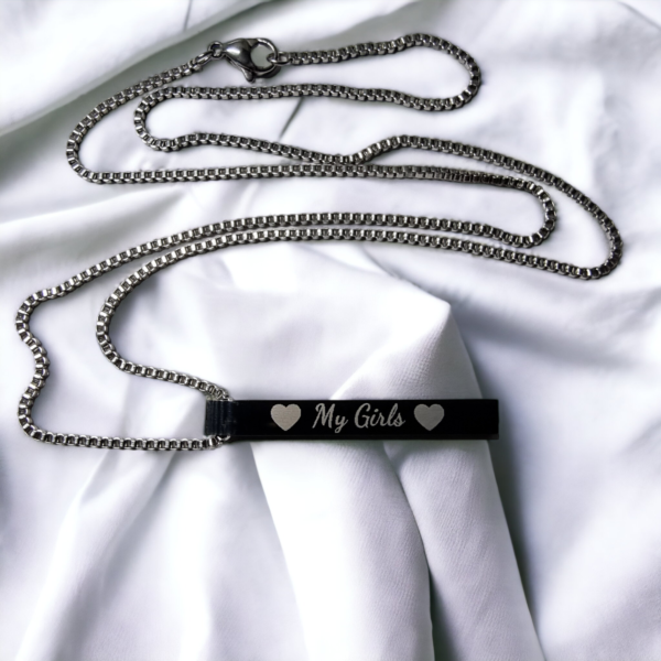 Personalised Black Bar Necklace