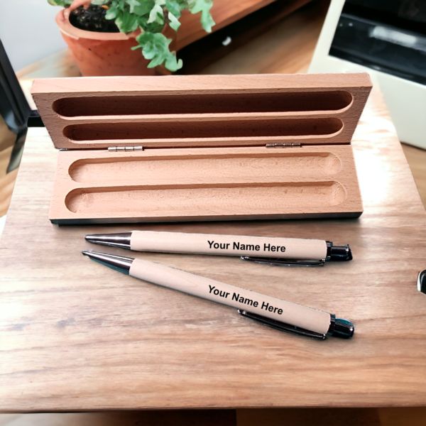 Personalised Beech Pen & Pencil With Beech Case