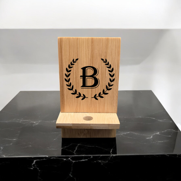 Personalised Bamboo Phone Holder