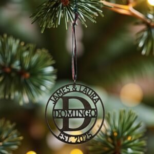 Circle Monogram Couple's Ornament