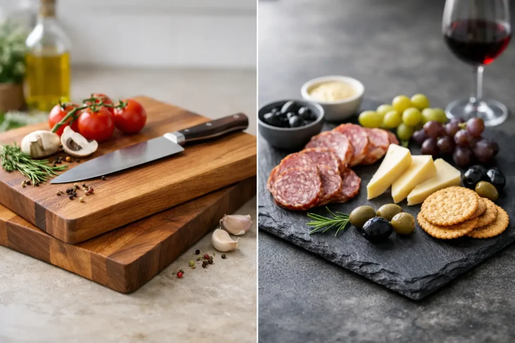 Wooden Chopping Boards vs Slate Serving Boards